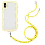 For iPhone X / XS Lanyard Candy Color Wave TPU Clear PC Phone Case(Yellow)