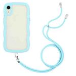 For iPhone XR Lanyard Candy Color Wave TPU Clear PC Phone Case(Blue)