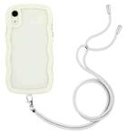 For iPhone XR Lanyard Candy Color Wave TPU Clear PC Phone Case(White)