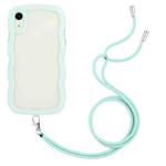 For iPhone XR Lanyard Candy Color Wave TPU Clear PC Phone Case(Green)
