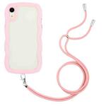 For iPhone XR Lanyard Candy Color Wave TPU Clear PC Phone Case(Pink)