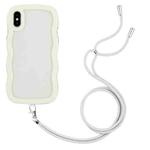 For iPhone XS Max Lanyard Candy Color Wave TPU Clear PC Phone Case(White)