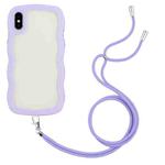 For iPhone XS Max Lanyard Candy Color Wave TPU Clear PC Phone Case(Purple)