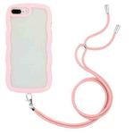 Lanyard Candy Color Wave TPU Clear PC Phone Case For iPhone 8 Plus / 7 Plus(Pink)