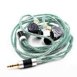 KZ 90-11 2pin 0.75mm Gold Plated Pin 8 Strand Braided Mesh Headphone Upgrade Cable(Transparent Green)