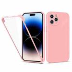 For iPhone 14 Pro Max Imitation Liquid Silicone 360 Full Body Phone Case (Pink)