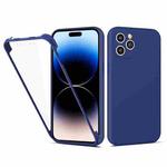For iPhone 14 Pro Max Imitation Liquid Silicone 360 Full Body Phone Case (Blue)