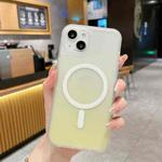 For iPhone 14 Plus Frosted Gradient MagSafe Magnetic Phone Case (Yellow)