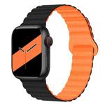 Reverse Buckle Magnetic Silicone Watch Band For Apple Watch Ultra 49mm&Watch Ultra 2 49mm / Series 9&8&7 45mm / SE 3&SE 2&6&SE&5&4 44mm / 3&2&1 42mm(Black Orange)