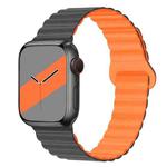Reverse Buckle Magnetic Silicone Watch Band For Apple Watch Ultra 49mm / Series 8&7 45mm / SE 2&6&SE&5&4 44mm / 3&2&1 42mm(Grey Orange)