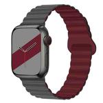 Reverse Buckle Magnetic Silicone Watch Band For Apple Watch Ultra 49mm / Series 8&7 45mm / SE 2&6&SE&5&4 44mm / 3&2&1 42mm(Grey Wine Red)