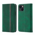 For iPhone 14 Plus Splicing Skin Feel Magnetic Leather Phone Case (Green)
