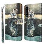 For Sony Xperia 1 IV 3D Painting Pattern Flip Leather Phone Case(Cat Tiger)