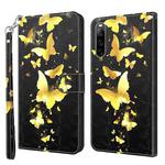 For Sony Xperia 10 IV 3D Painting Pattern Flip Leather Phone Case(Gold Butterfly)