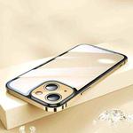 For iPhone 14 HD Transparent Glass Phone Case (Gold)