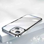 For iPhone 14 Plus HD Transparent Glass Phone Case (Silver)
