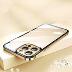For iPhone 14 Pro HD Transparent Glass Phone Case(Gold)