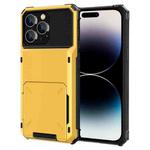 For iPhone 14 Pro Max Scratch-Resistant Shockproof Heavy Duty Rugged Armor Protective Case with Card Slot (Yellow)