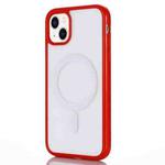 For iPhone 14 Plus 2 in 1 Colorful Frame Transparent Magnetic Phone Case (Red)