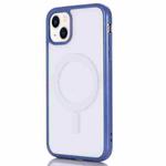 For iPhone 14 Plus 2 in 1 Colorful Frame Transparent Magnetic Phone Case (Blue)
