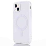 For iPhone 14 Plus 2 in 1 Colorful Frame Transparent Magnetic Phone Case (White)