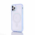 For iPhone 14 Pro Max 2 in 1 Colorful Frame Transparent Magnetic Phone Case (Light Blue)