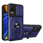 For Xiaomi Poco F4/Redmi K40S Sliding Camshield Card Phone Case(Blue)