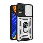For Xiaomi Poco F4/Redmi K40S Sliding Camera Design TPU + PC Phone Case(Silver)