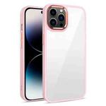For iPhone 14 Pro Max 3 in 1 Electroplated Acrylic Phone Case (Pink)
