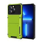 For iPhone 14 Scratch-Resistant Shockproof Heavy Duty Rugged Armor Protective Case with Card Slot (Green)