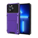 For iPhone 14 Plus Scratch-Resistant Shockproof Heavy Duty Rugged Armor Protective Case with Card Slot (Purple)