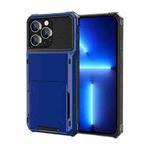 For iPhone 14 Plus Scratch-Resistant Shockproof Heavy Duty Rugged Armor Protective Case with Card Slot (Blue)