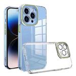 For iPhone 14 Pro Max TPU + Acrylic Transparent Phone Case with Lens Film (Matcha Green)