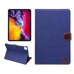 For iPad Pro 11 inch 2020 / 2021 PC + Left And Right Denim Leather Tablet Case Wallet Card Holder With Dormancy(Navy Blue)