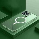 Transparent MagSafe Magnetic Phone Case with Lens Film For iPhone 14 Pro(Dark Green)