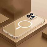 Transparent MagSafe Magnetic Phone Case with Lens Film For iPhone 14 Pro(Gold)