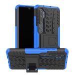For Xiaomi Mi CC9 Pro Tire Texture Shockproof TPU+PC Protective Case with Holder(Blue)