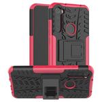 For Xiaomi Redmi Note 8T Tire Texture Shockproof TPU+PC Protective Case with Holder(Rose Red)