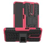 For Xiaomi Redmi K30 Tire Texture Shockproof TPU+PC Protective Case with Holder(Rose Red)