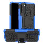 For Galaxy S20 Tire Texture Shockproof TPU+PC Protective Case with Holder(Blue)