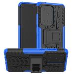 For Galaxy S20 Ultra Tire Texture Shockproof TPU+PC Protective Case with Holder(Blue)