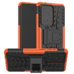 For Galaxy S20 Ultra Tire Texture Shockproof TPU+PC Protective Case with Holder(Orange)