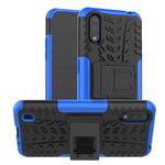 For Galaxy A01 Tire Texture Shockproof TPU+PC Protective Case with Holder(Blue)