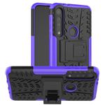 For Motorola One Macro Tire Texture Shockproof TPU+PC Protective Case with Holder(Purple)