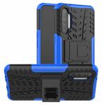For OPPO Realme XT Tire Texture Shockproof TPU+PC Protective Case with Holder(Blue)