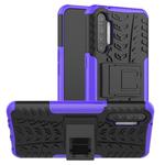 For OPPO Realme XT Tire Texture Shockproof TPU+PC Protective Case with Holder(Purple)