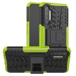 For OPPO Realme XT Tire Texture Shockproof TPU+PC Protective Case with Holder(Green)