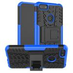 For Motorola E6 Play Tire Texture Shockproof TPU+PC Protective Case with Holder(Blue)