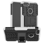 For Motorola E6 Play Tire Texture Shockproof TPU+PC Protective Case with Holder(White)