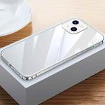 For iPhone 14 Metal Frame HD Transparent Phone Case (Silver)